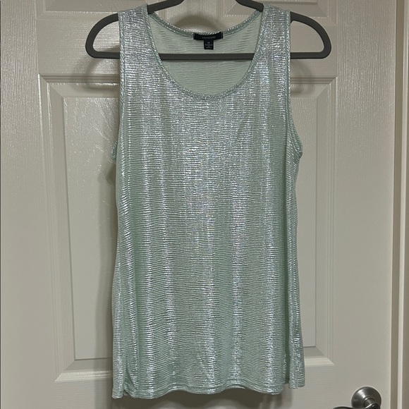 Espresso Tops - Espresso Metallic Mint Tank Top Shiny Dance Layering Piece Stretchy M to L